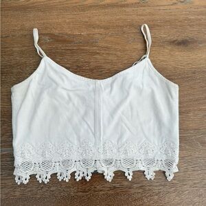 Garage White Lace Hem Crop Top